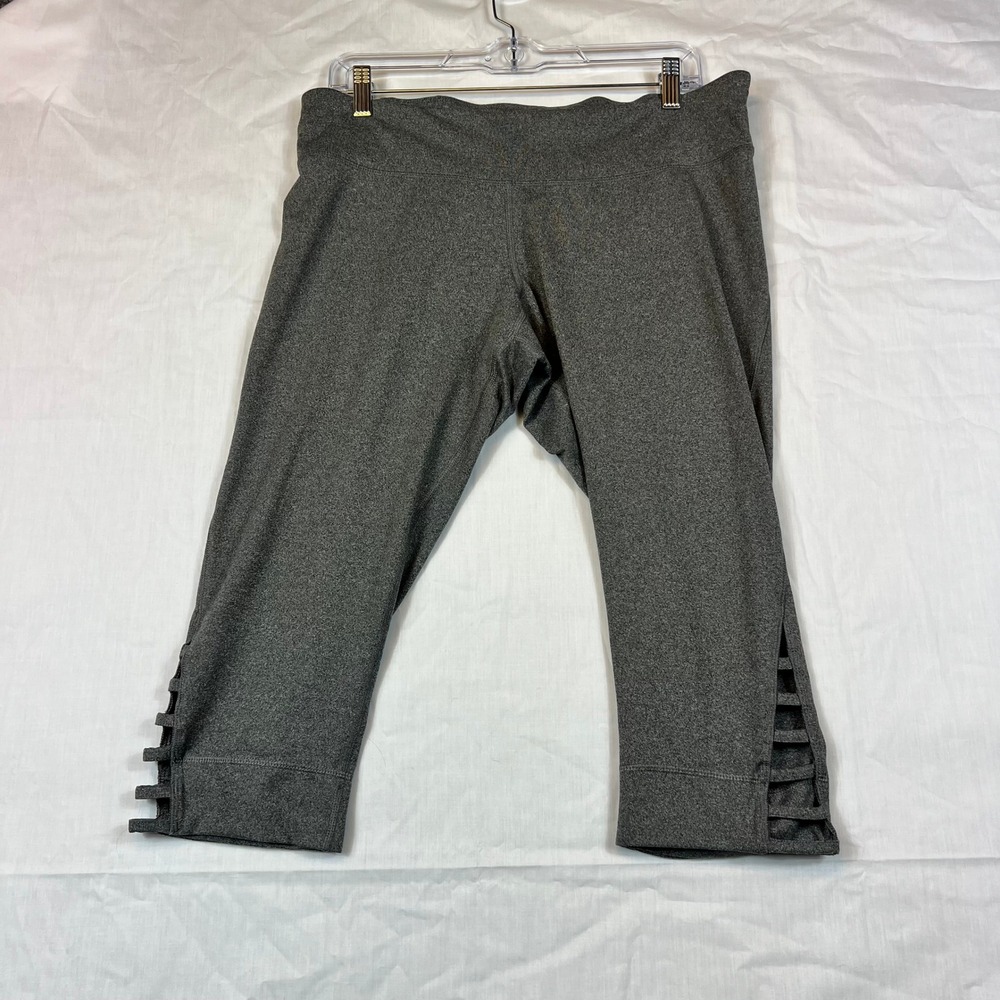 Champion Cropped Leggings Polyester Spandex Heather Gray Athleisure DuoDry XXL